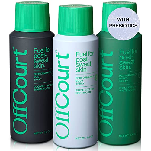 OffCourt Deodorant Body Spray for Men - Aluminum Free – Powerful Prebiotics to Fight Body Odor – Formulated Scents to Last All Day – Men’s Deodorant Spray Variety Pack (3-pack) - 3.4 oz