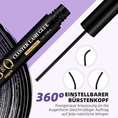 4. Bild von B&Qaugen Wimpern Kleber DIY für Wimpern Bond B&Q Schwarz Wimpernkleber für Wimpern Einzeln Wasserfest Wimpernkleber Sehr Stark Für Anfänger Lash Glue Heimwerken zu Hause (Black,5ml)