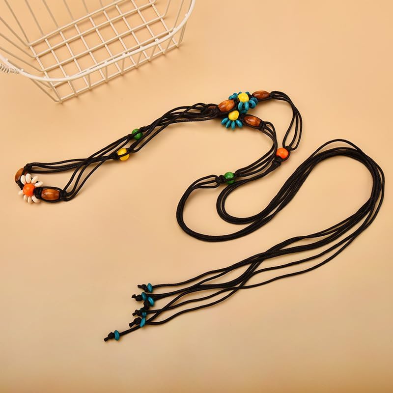 Boho Wooden Bead Waist Belt for Women Adjustable Bohemian Rope Belt forSummer Beach Accessories - Image 4