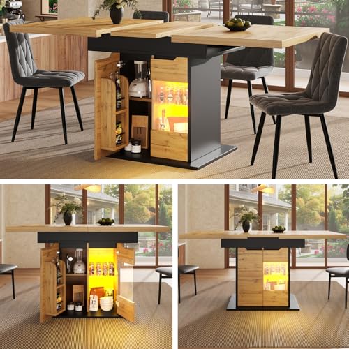 Table à manger extensible 4-6p LED 110-140 YEHTOKHOME