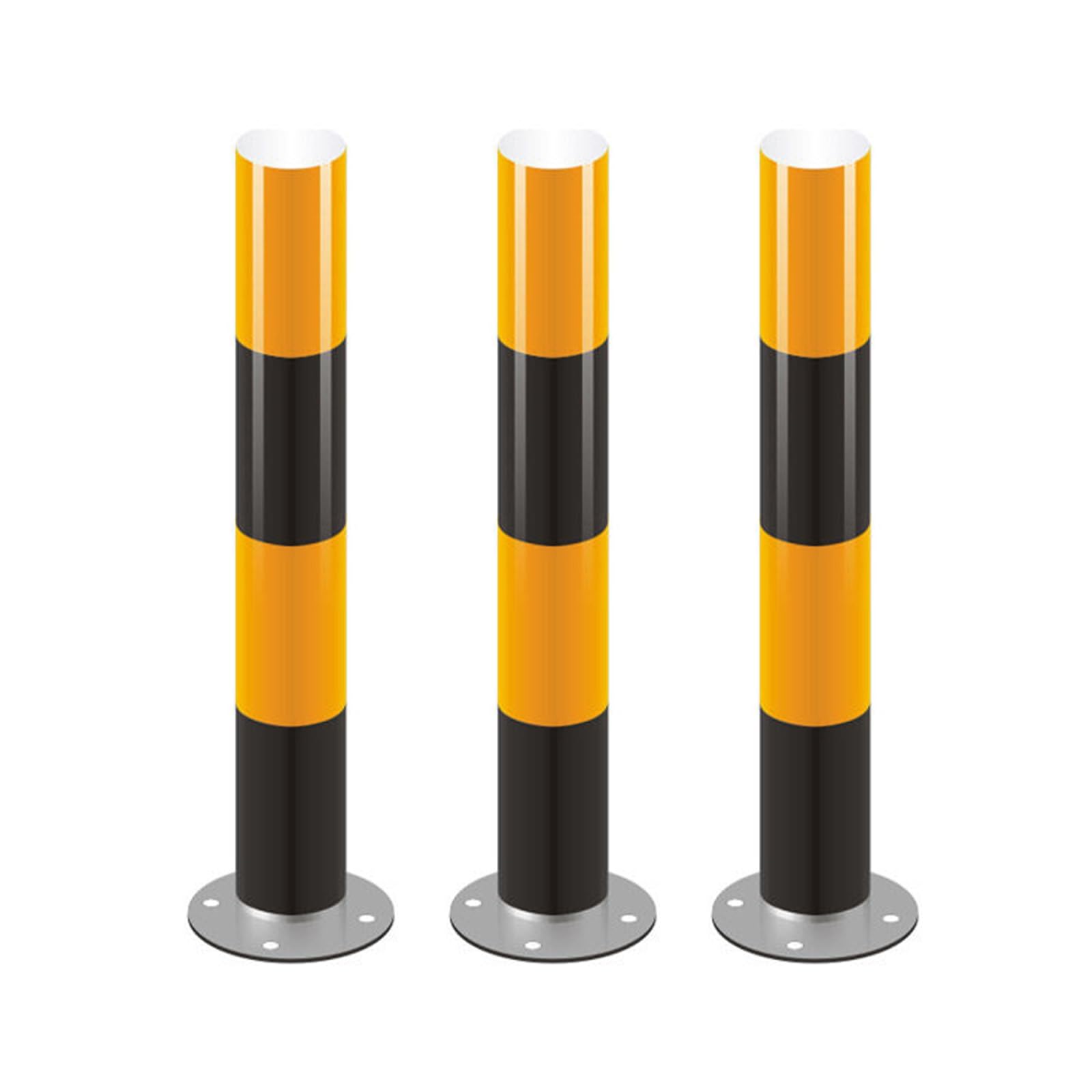 Generisch Reflektierende Sicherheitspoller – 3er-Pack, 75 cm (29,5 Zoll) Parkbarriere mit Spreizdübeln für Garage, Ladenfront, Gehweg – Robuste gelbe Verkehrsleiteinrichtung
