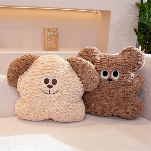 Ueiwffzo Kuschelkissen Hund/Bär 33cm Kreative Flauschige Kissen, Kinderkissen Bär Niedliches Plüschkissen, Sofakissen Kuscheltiere Kawaii Weiche Sofadekoration, Geschenke (Hund)