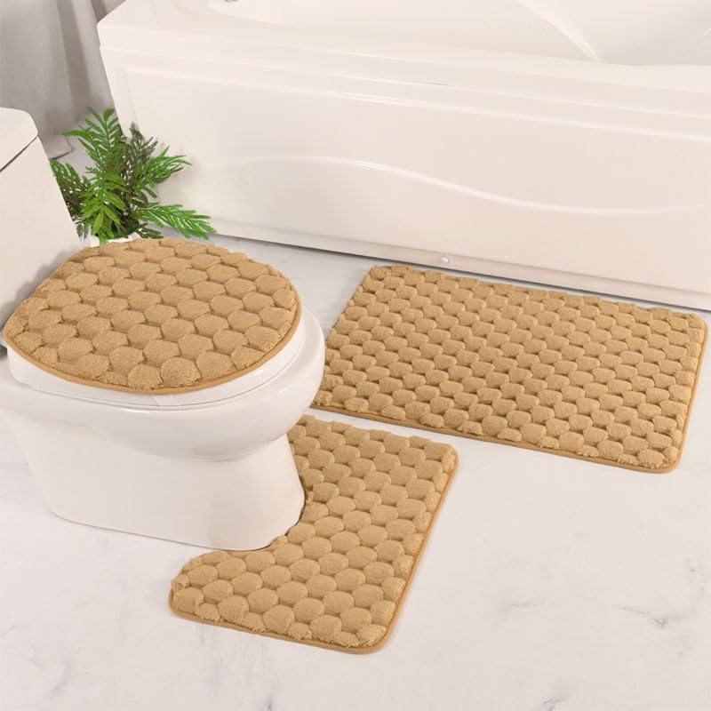 Tapis de bain antidérapant évite les glissades lot de 3 pièces WC
