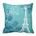 Decorbox Blue Paris Butterfly Love Flower Pattern 18x18 Inch Cotton Polyester Square Throw Pillow Case Decorative Durable Cushion Slipcover Home Decor Standard Size Accent Pillowcase Slip Cover