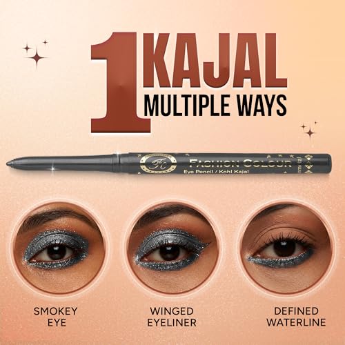 Image of FASHION COLOUR Intense Revolving Kajal | High Impact Intense Color In 1 Stroke | 12 Hr Long Stay | Matte & Mettalic Finish | Soft Texture | Waterproof & Smudgeproof Kajal | (Grey)