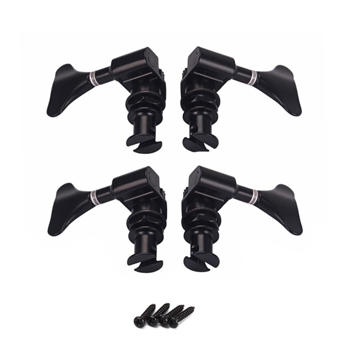 Gc117 2l 2r Meccaniche Chiuse per Ukulele Nere in Metallo | Stile Vintage, 4 Ferrules e 4 Viti Incluse, Ricambio per Piroli Usurati o Rotti