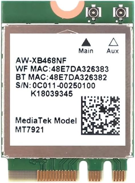 Image of DIS | MediaTek MT7921 NGFF M.2 Wi-Fi 6 Card | Dual Band (2.4GHz /5GHz) | 1800Mbps | Bluetooth 5.2