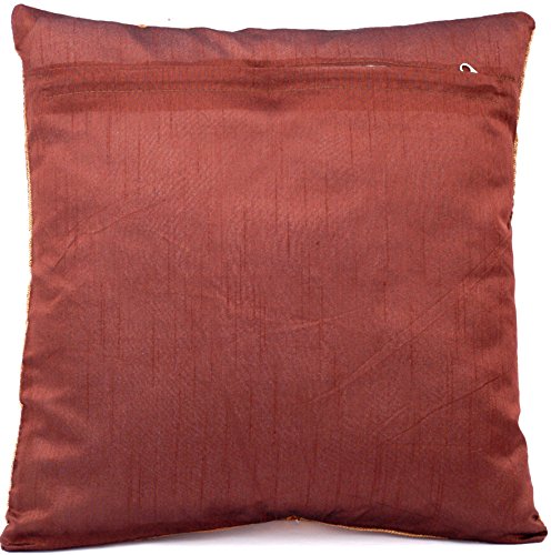 Goldene Indische Seide Deko Kissenbezüge 40 cm x 40 cm, Extravaganten Kamel Design für Sofa & Bett Dekokissen… – Bild 3