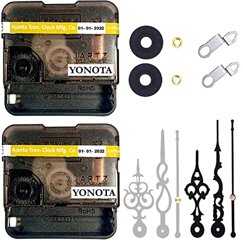 Image of YONOTA Combo of Ajanta Mfg. Battery Operated Plastic Ticking Analog Wall Clock Movement Machine with Hands (Needles : Antique Silver, Black) (Made in India 100%)
