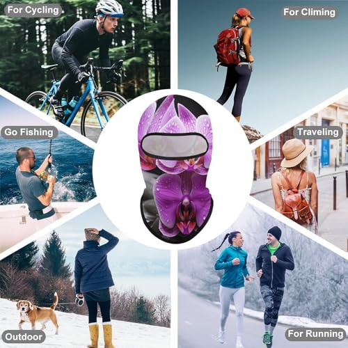 Máscara facial de pasamontaña morada para hombres y mujeres con protección solar transpirable y cubierta completa de cabeza para senderismo, ciclismo, running y conducción miniatura 6