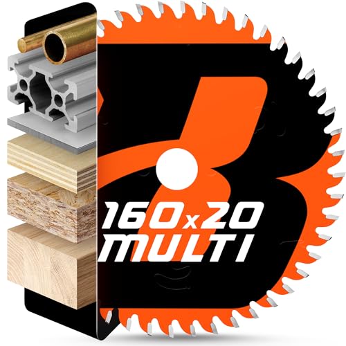 BAUBECK Sägeblatt 160x20 inkl. 16mm Reduzierring - Multi Material Feinschnitt - Kreissägeblatt 160x20 für Holz, Aluminium, Metall uvm. - Kreissägeblatt 160x16