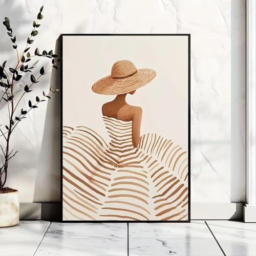 Póster de mujer con sombrero para un dormitorio de estilo bohemio 2