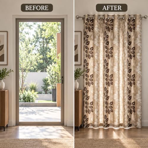 Image of FLORANCIA Polyester Eyelet Door Curtains 7 Feet Long (205 cm) Pack of 5