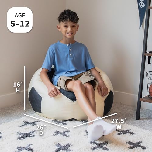 Big Joe Sports Ball Child-Sized Bean Bag Chair for Kids, Soccer Ball Plush, Ultra-Soft Lightweight Polyester Blend, 2.5 Foot Refillable - Thumbnail 3
