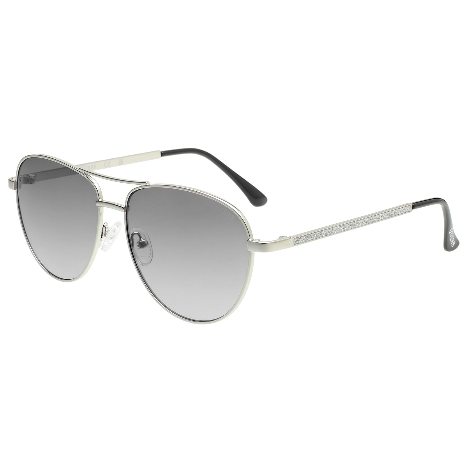 guess |Silver Full Frame Aviator Sunglasses|100% UV Protected (Uv 400) Grey Gradient Faded Lens|Women's|Large|GF6157 10B 58 S-picture-10