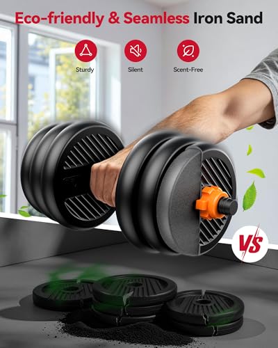 Image of FEIERDUN DS2 Adjustable Dumbbells, 20 /30 /40 /45 /70 /90lbs Free Weight Set with Connector, 5 in1 Dumbbells Set Used as Barbell, Kettlebells, Push up Stand, Weight Plate, Fitness Exercises for Home Gym Suitable Men /Women