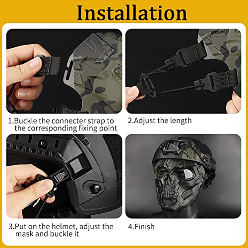 Combinação rápida de capacete e máscara Airsoft, Capacete ajustável para jogos ao ar livre, para o j