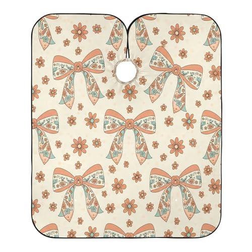 Capa impermeable profesional para corte de cabello Floral Bows con cierre ajustable de broche para peluquería y estilismo miniatura 2