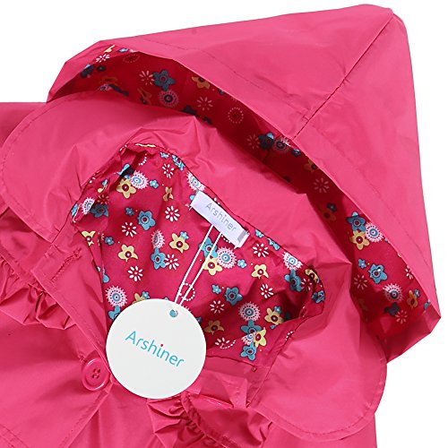 Arshiner Girl Kid Flower Waterproof Hooded Coat Jacket Outwear Raincoat - Thumbnail 7