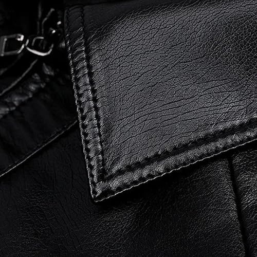 Men's Faux Leather Stand Collar Fleece Lined Jacket Slim Fit Cozy Coat Lightweight Windproof Jackets3