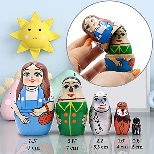 Matryoshka Babushka Russian Nesting Wooden Doll Wonderful Wizard Of Oz Babouska Matrioska Stacking 5 Pcs #TOP2
