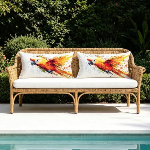 Housse coussin extérieur blanc 40x60 en lin imperméable