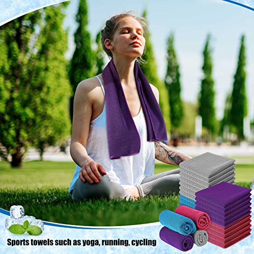 100 Pack Cooling Towel Microfiber Ice Towel Cold Sports Towel Neck And Face Breathable Chilly Sweat Towels For Gym Yoga Golf Workout Beach Accessories, 32 X 12 Inch (Purple Pink Gray Blue) #TOP3
