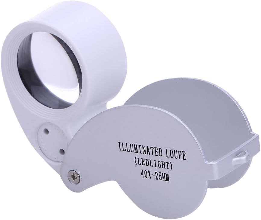PIA INTERNATIONAL® Illuminated Jewelery Loupe Magnifier 40x-25mm with Led Light…