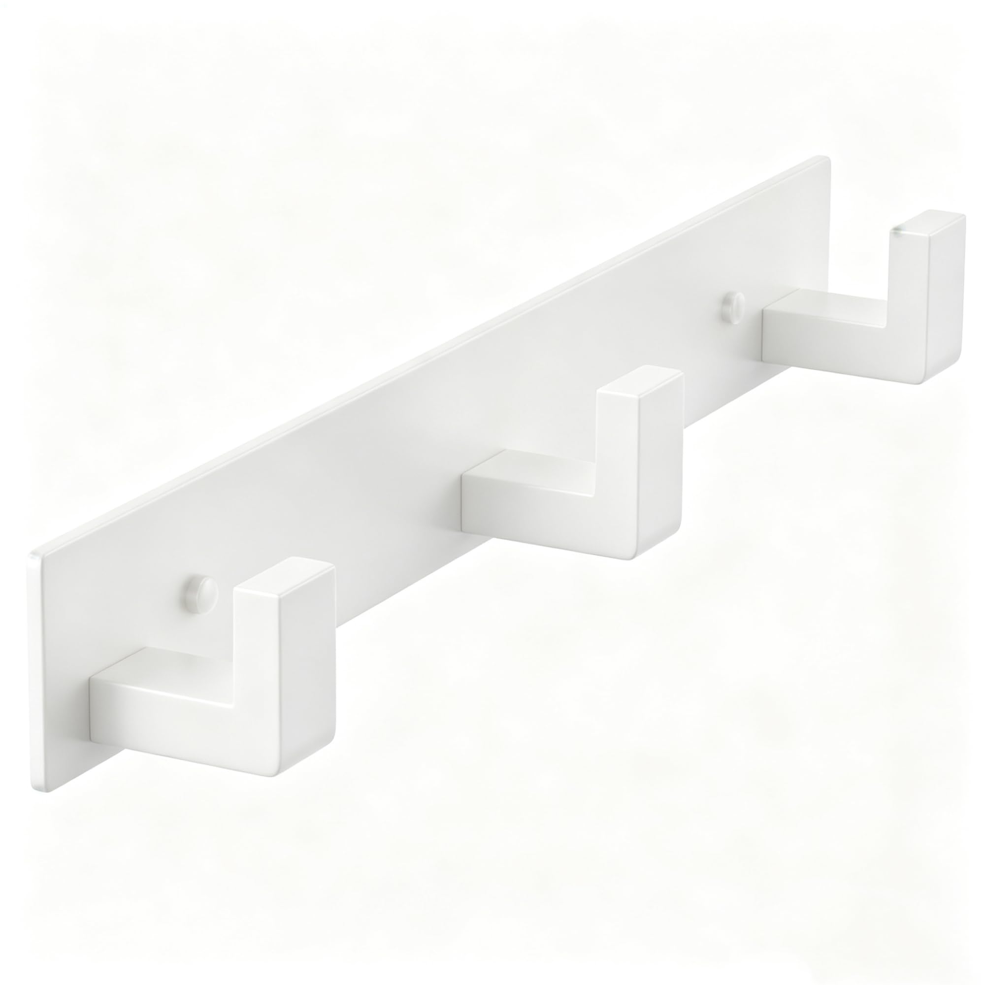 PMMASTO Stainless Steel Wall Coat Rack, White- 3 Hooks, 1 Pack, L Shape