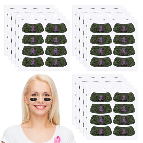 Cholemy 120 Pairs Eye Black Stickers, Purple Ribbon, Purple1