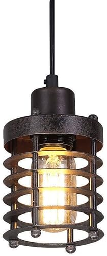 LNC Iluminación colgante rústica para isla de cocina, lámpara colgante retro vintage con pantalla de jaula de metal, mini luces colgantes colgantes