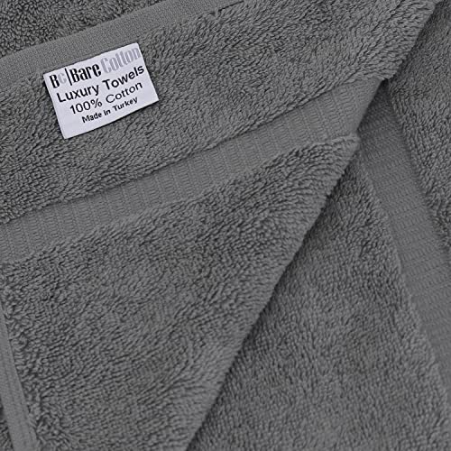 Image of BC BARE COTTON Luxury Hotel & Spa Towel Turkish Cotton Bath Towels - Gray - Dobby Border - Set of 2