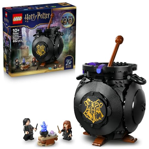 LEGO Harry Potter Cauldron: Secret Potions Classroom Toy - Desk or Bedroom Decor DIY Kit with Collectible Patronus & Hermione & Snape Minifigures - Gift for 10+ Year Old Girls & Boys - 76464