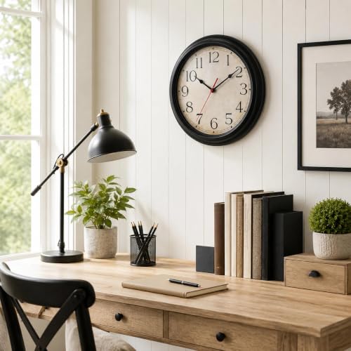 Image of KECYET Wall Clocks Battery Operated Silent Small Vintage for Kitchen | Vintage Wall Clock; Analog Silent non Ticking; Kitchen Living Room Home Office Bathroom Bedroom