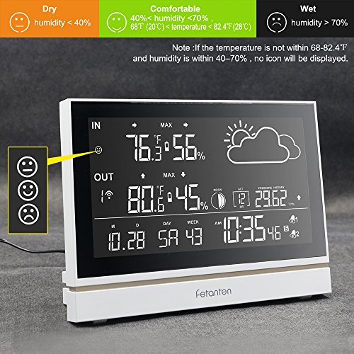 Wireless Weather Station With Outdoor Sensor DCF Receive Signal, Indoor and Outdoor Thermometer Hygrometer 7.5-Inch Oversized LCD Display Weather Forecast, Alarm Clock Digital Clock Temperature Alarm - Thumbnail 3