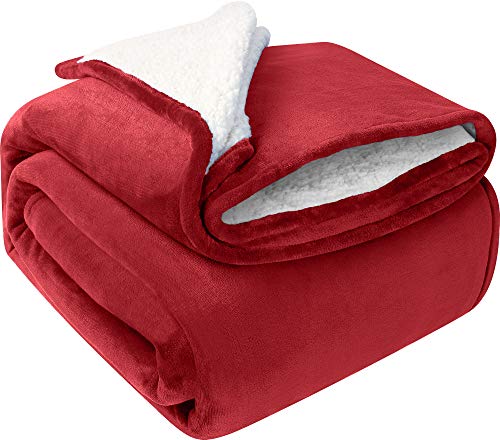 Utopia Bedding Sherpa Bed Blanket Throw Size Red 480Gsm Plush Fleece Reversible Blanket For Bed And Couch (Bulk Pack Of 12) #TOP2