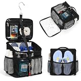 CUBETASTIC Shower Caddy Portable Mesh Shower Tote for Bathroom, Gym, Travel, Camping - Quick Dry Hanging Organizer Toiletry Bag with Handle for College Dorm Room, Men & Women (A# Black, 9.8')
