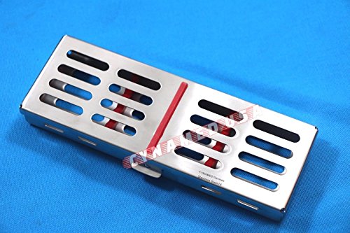 New German Stainless Dental Autoclave Sterilization Cassette Rack Box Tray for 5 Instrument RED - Thumbnail 2