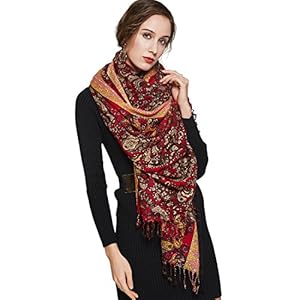 DANA XU Luxury 100% Pure Wool Oversized Extra Large Warm Floral Cashmere Pashmina Scarf Shawl And Wrap For Women Blanket Cape