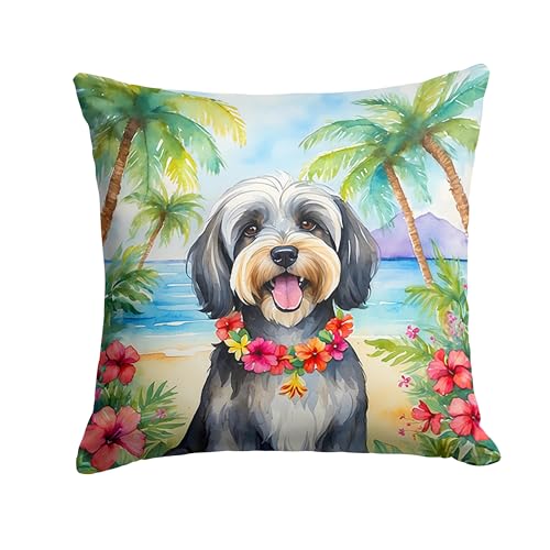 Caroline's Treasures Luau Party Decorative Throw Pillow, 18Hx18W, Tibetan Terrier 6529