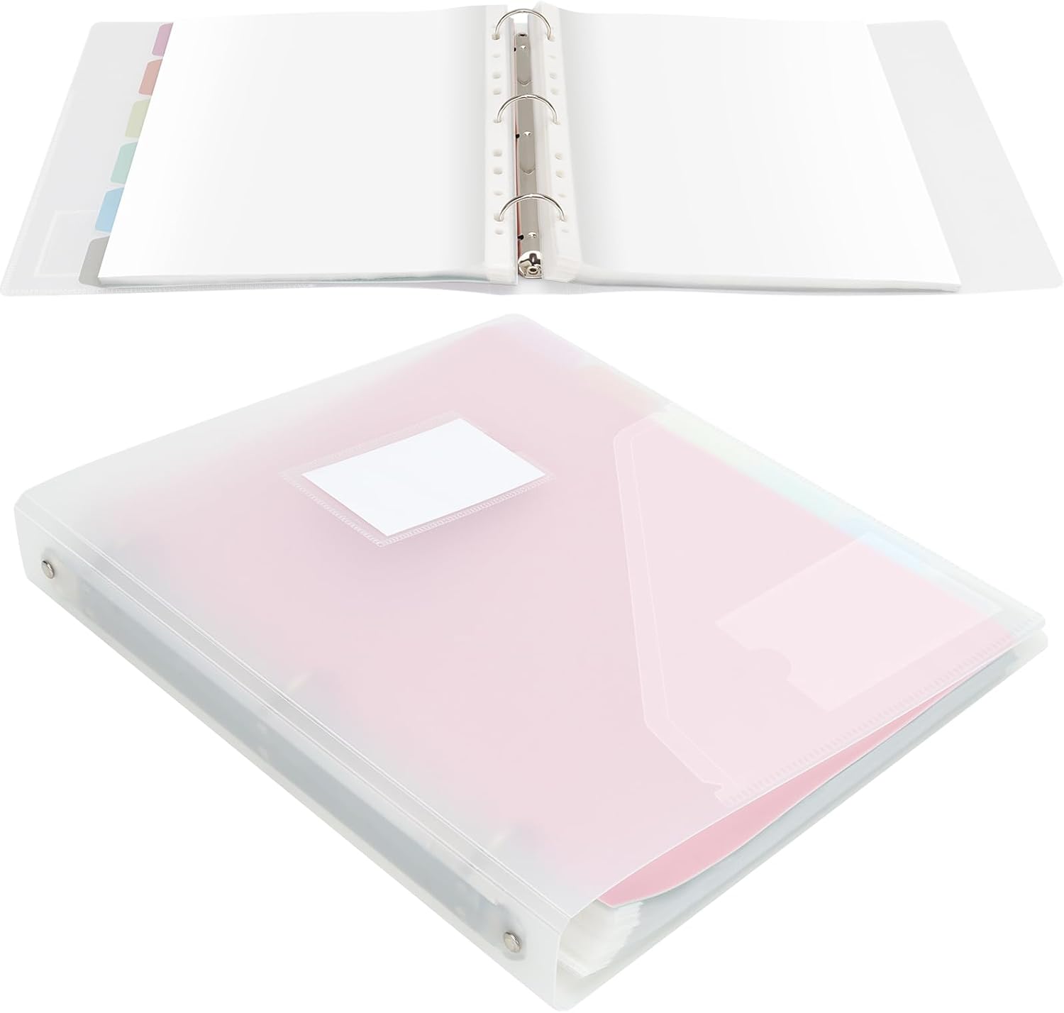 Uquelic 80-Pocket Clear Binder with Plastic Sleeves for Letter/A4 Size(11" x 8.5"), Document Binder Organizer for Papers, Certificates and Artwork, Macaron PP Divider Pages for Presentation