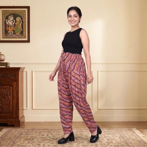 Image of FASHION GALLERY Women's Rayon Relaxed Fit Patiala Salwar with Full Length Drawstring Closure Type and Flexible Waist|Patiala Pant for Woman