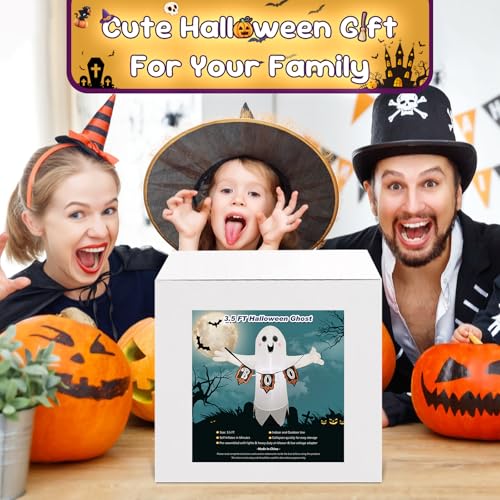 3.5FT White Ghost Halloween Inflatable Decor with LED Light - image 7