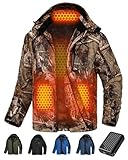 Men Puffer Heated Jacket Graphene Electric Warming Coat Winter Hunting Accessories Gear Insulated Clothes Deer Duck Camo Cold Weather Waterproof Fleece Stuff Essentials Accessories Must Haves Supplies