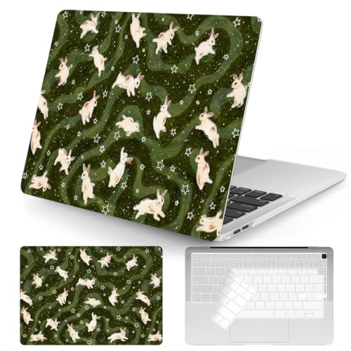 Funda MacBook Air 13 pulgadas A2179 verde oscuro rígida policarbonato estrellas A1932