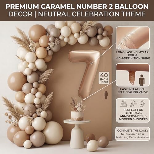 Image of Atpata Funky #7 Elegant Caramel Colour JUMBO 40 INCH Number Balloons Set | 0 to 9 Digit Shapes | Decorative Balloons for Milestones & Celebrations