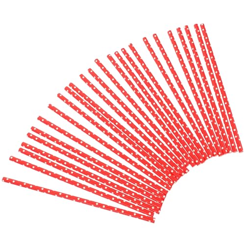 Pitillos de papel rojo con puntos para fiestas 100 pcs miniatura 1