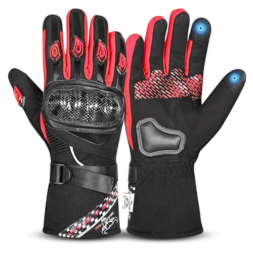 BEAST RAGE Guantes de Invierno para Motocicleta, Impermeables, Resistentes al Viento, térmicos, Guantes de Motocicleta para Hombres y Mujeres, Guantes cálidos para Motocross, Carreras