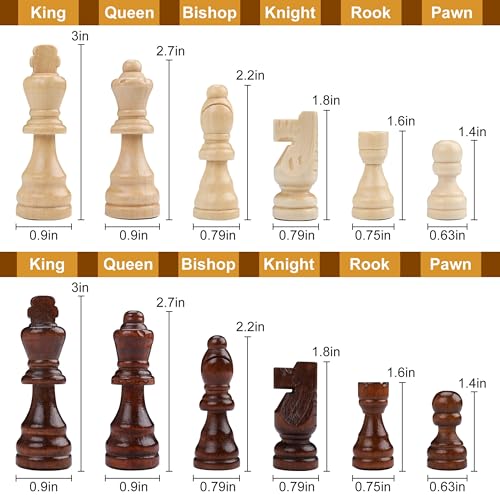 Juego de ajedrez plegable de madera 15 pulgadas miniatura 5