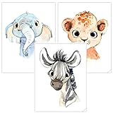 zebra bilder zum ausmalen Drei Stück Bilderset mit modernen, traumhaften Kunstdrucken fürs Mädchenzimmer, Jungenzimmer und Bayzimmer